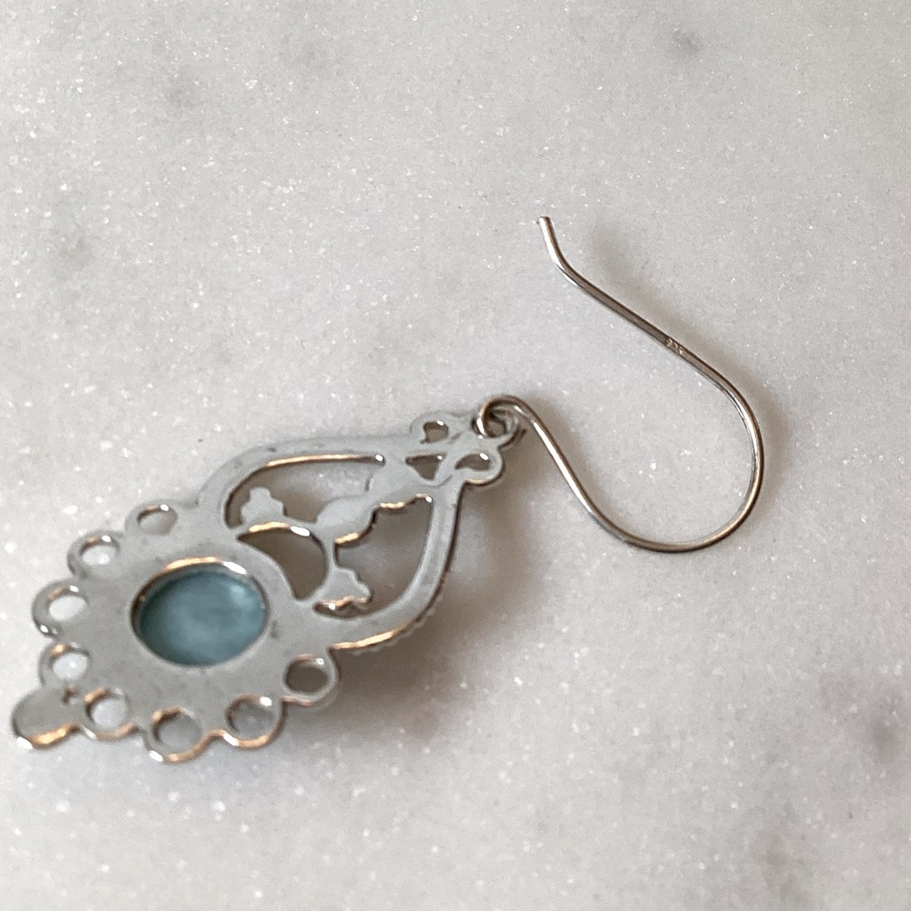 Natural Larimar .925 Sterling Silver Dangle Earrings - Picture 11 of 17
